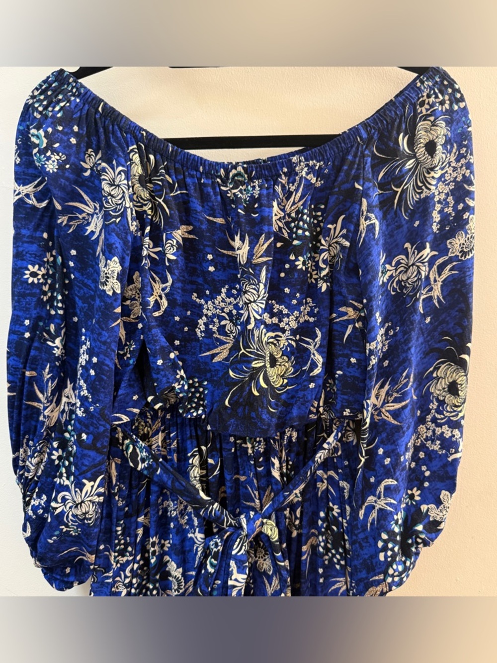 Jaase "Handshaped in the Shed" Boho Blue Floral Off-Shoulder Dress XS - Picture 7 of 12